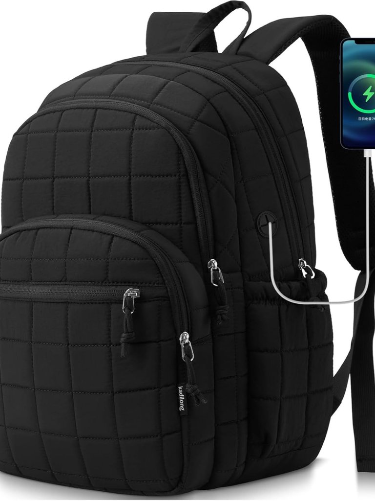 Laptop Backpack For Women College Travel,Quilted Daypack Bookbag For School Teen